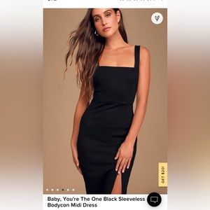 Lulu’s Baby you’re the one black bodycon midi dress.